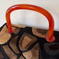 60s Black & Brown Tapestry Lucite Handle Box Bag