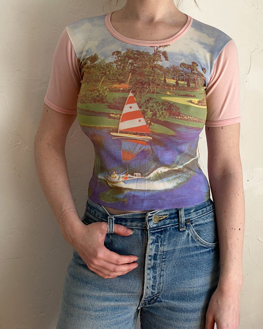 70s Sailboat Photo Print Tee / S