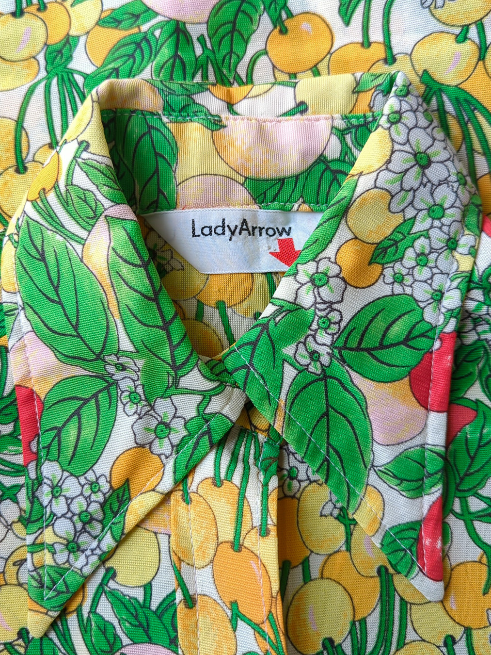 70s Botanical Fruit Shirt / M