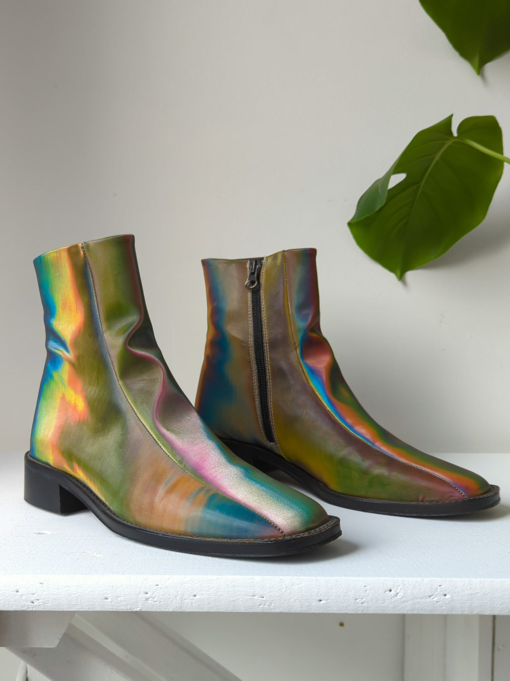 Rainbow Holographic Ankle Boots / 7.5