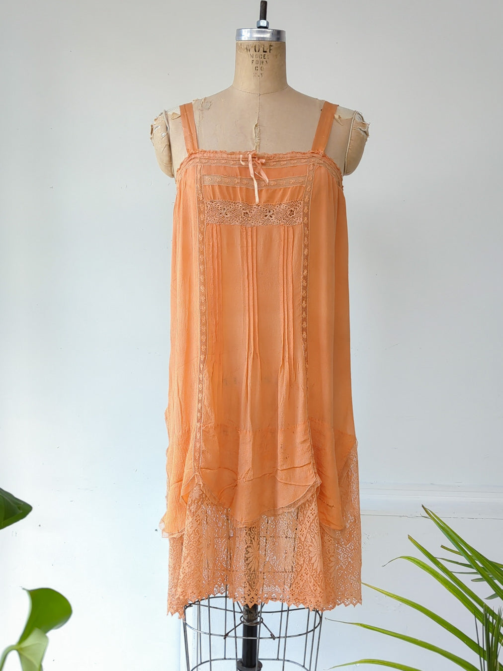 *20s Apricot Silk Slip Dress / S