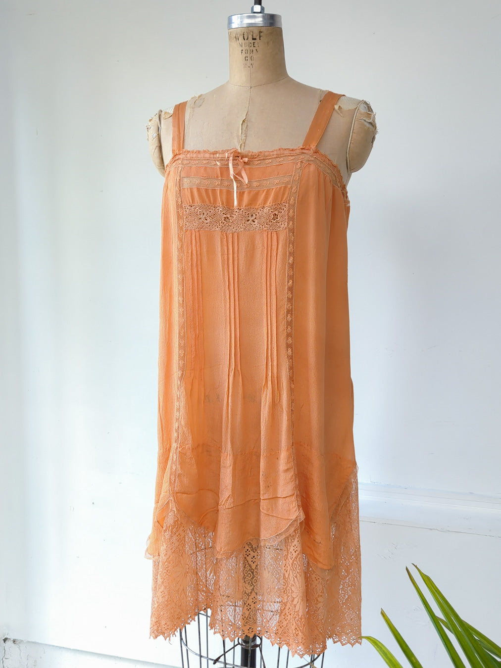 *20s Apricot Silk Slip Dress / S