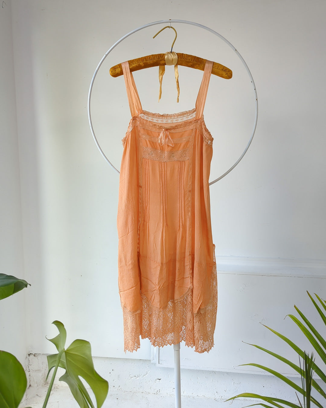 *20s Apricot Silk Slip Dress / S