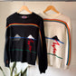 Rare 70s Black Novelty Rainbow Sweater / S