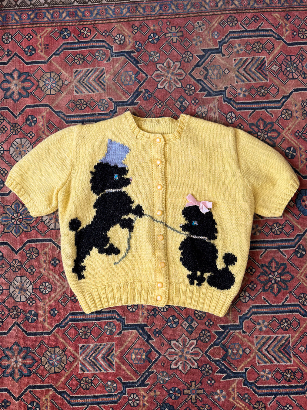 Rare 50s Novelty Poodle Sweater | M
