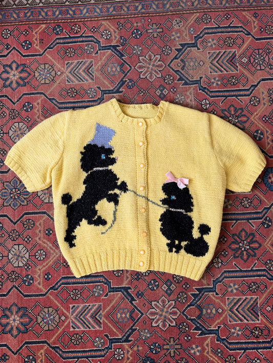 Rare 50s Novelty Poodle Sweater | M