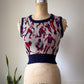 70s Novelty Sports People Crop Knit Vest / S