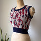 70s Novelty Sports People Crop Knit Vest / S