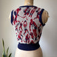 70s Novelty Sports People Crop Knit Vest / S