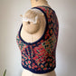 70s Colorful Crop Knit Sweater Vest / XS-S