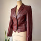 70s Oxblood Red Cropped Leather Jacket / XS-S