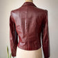 70s Oxblood Red Cropped Leather Jacket / XS-S