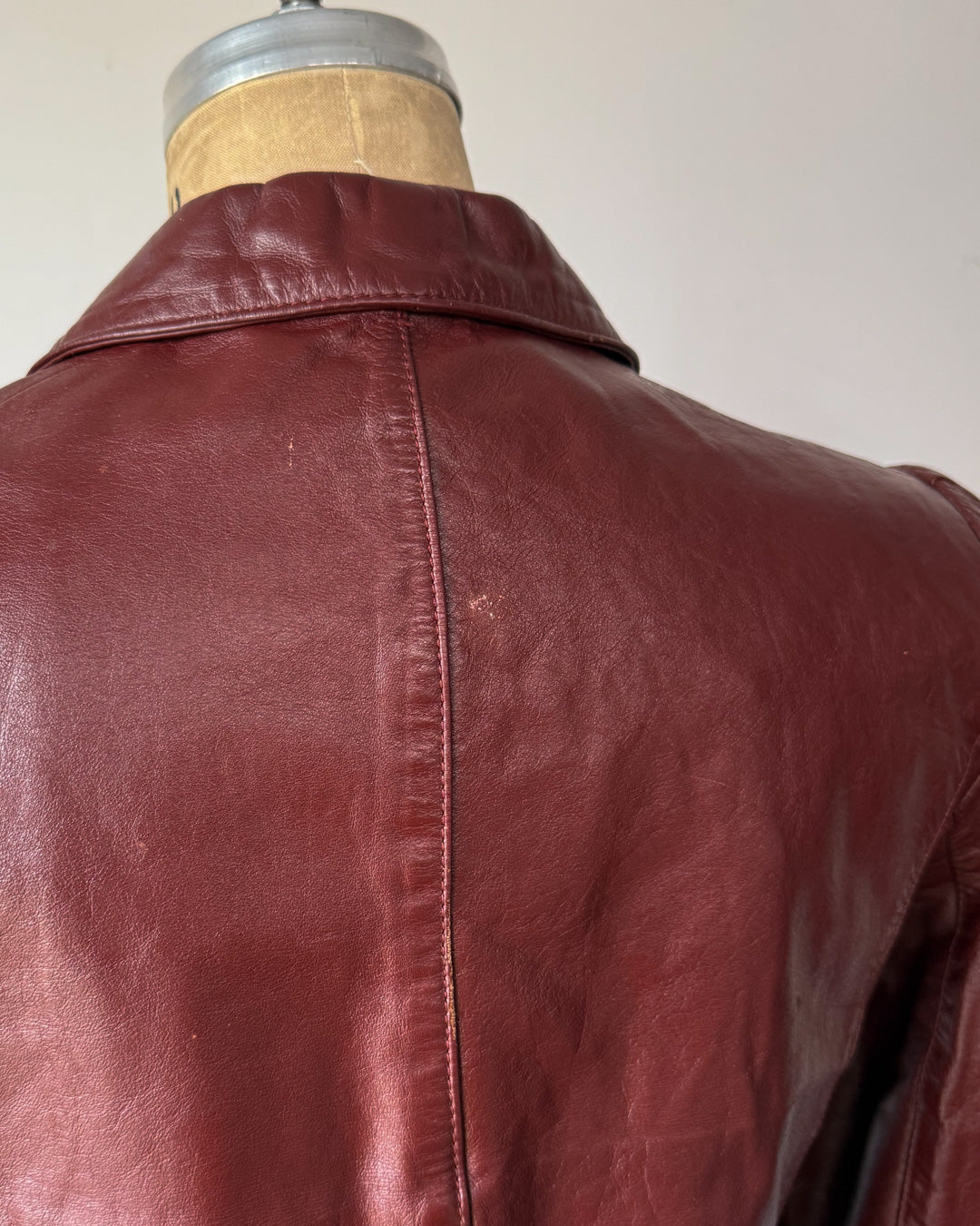 70s Oxblood Red Cropped Leather Jacket / XS-S