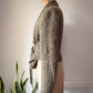 80s Handknit Sage Green Speckle Mohair Tie Front Sweater / S-M