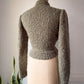 80s Handknit Sage Green Speckle Mohair Tie Front Sweater / S-M