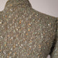 80s Handknit Sage Green Speckle Mohair Tie Front Sweater / S-M