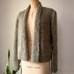 80s Handknit Sage Green Speckle Mohair Tie Front Sweater / S-M