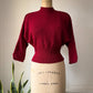 30s Burgundy Wool Boucle Knit Dolman Sleeve Sweater / S-M