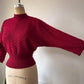 30s Burgundy Wool Boucle Knit Dolman Sleeve Sweater / S-M