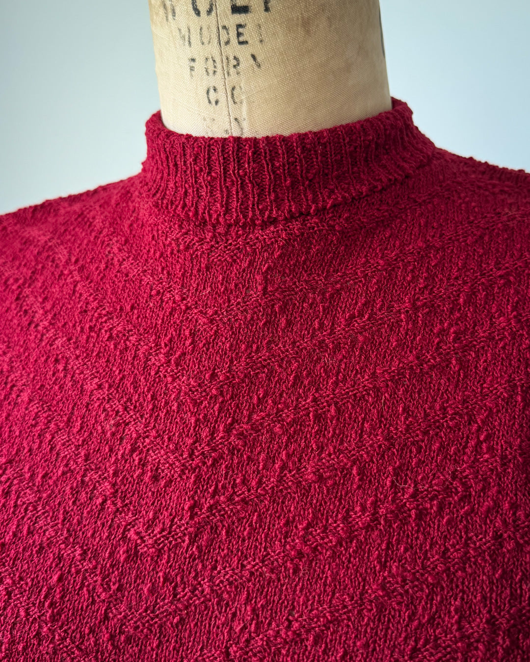 30s Burgundy Wool Boucle Knit Dolman Sleeve Sweater / S-M