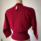 30s Burgundy Wool Boucle Knit Dolman Sleeve Sweater / S-M
