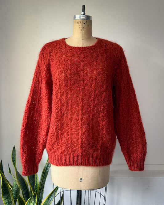 80s Paprika Open Knit Mohair Sweater / L