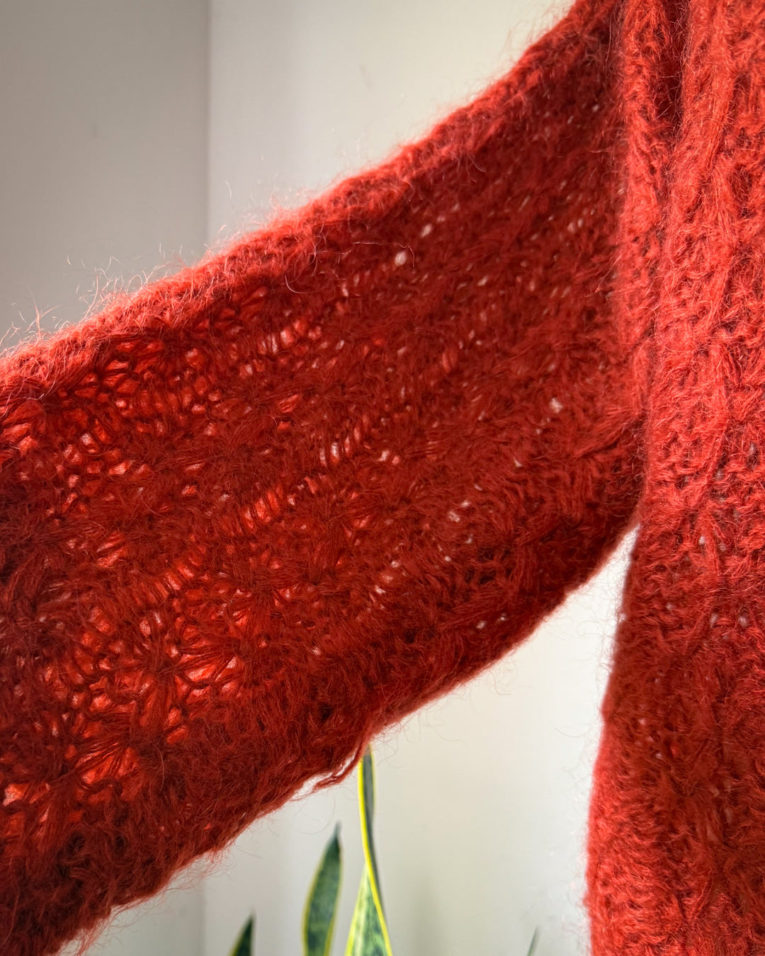 80s Paprika Open Knit Mohair Sweater / L