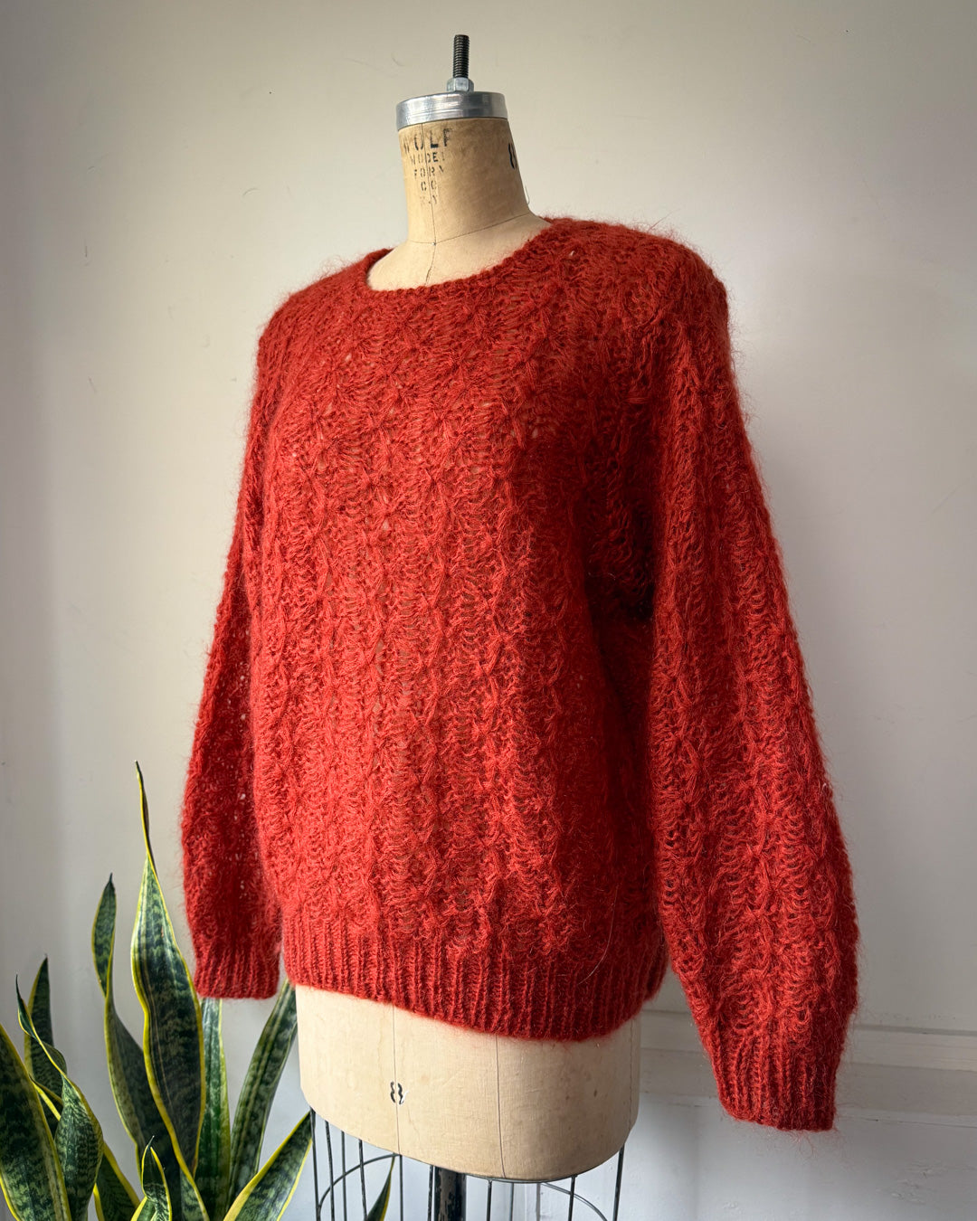 80s Paprika Open Knit Mohair Sweater / L