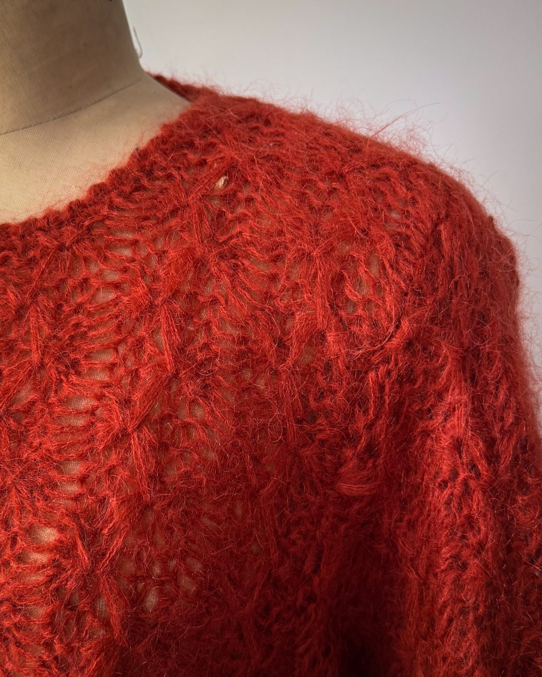 80s Paprika Open Knit Mohair Sweater / L