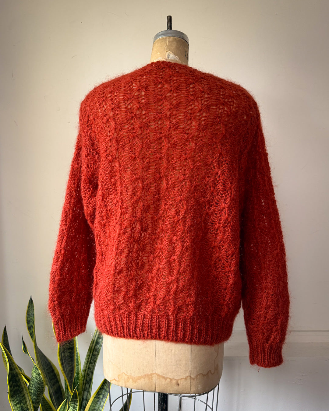 80s Paprika Open Knit Mohair Sweater / L