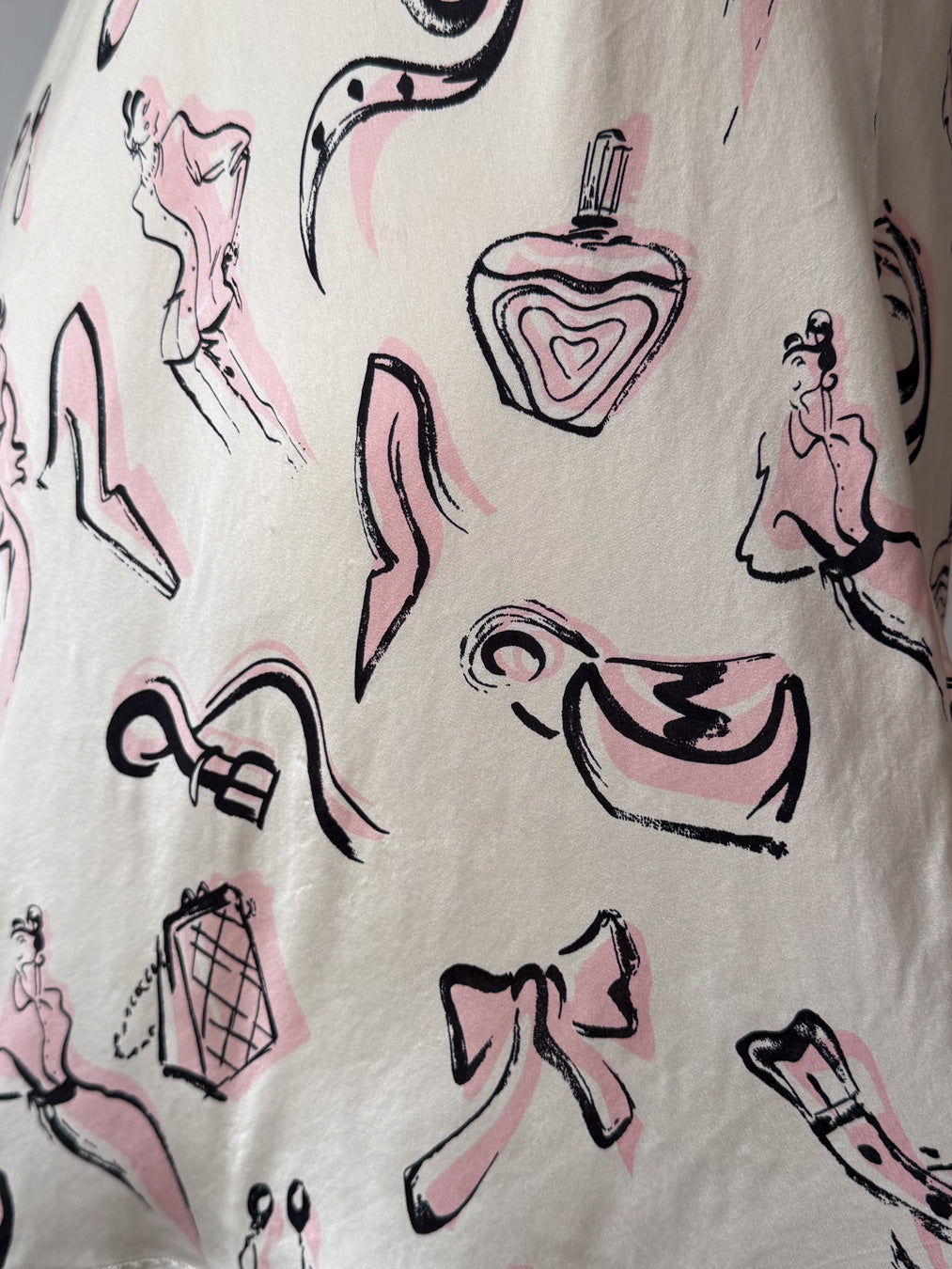 90s Novelty Print Silk Slip Dress / S