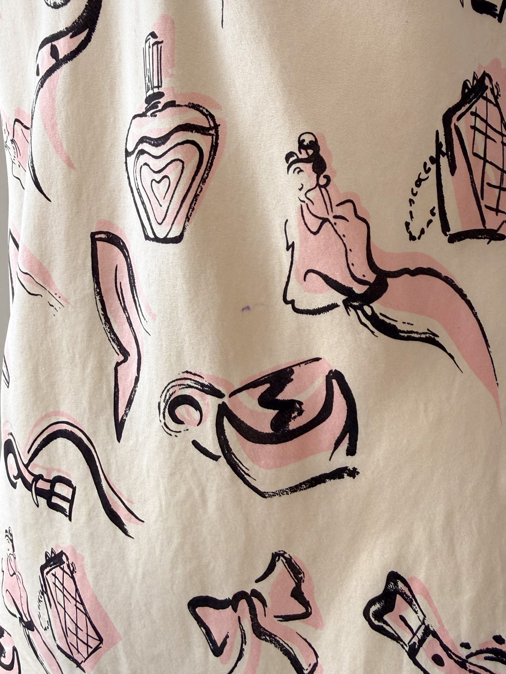 90s Novelty Print Silk Slip Dress / S