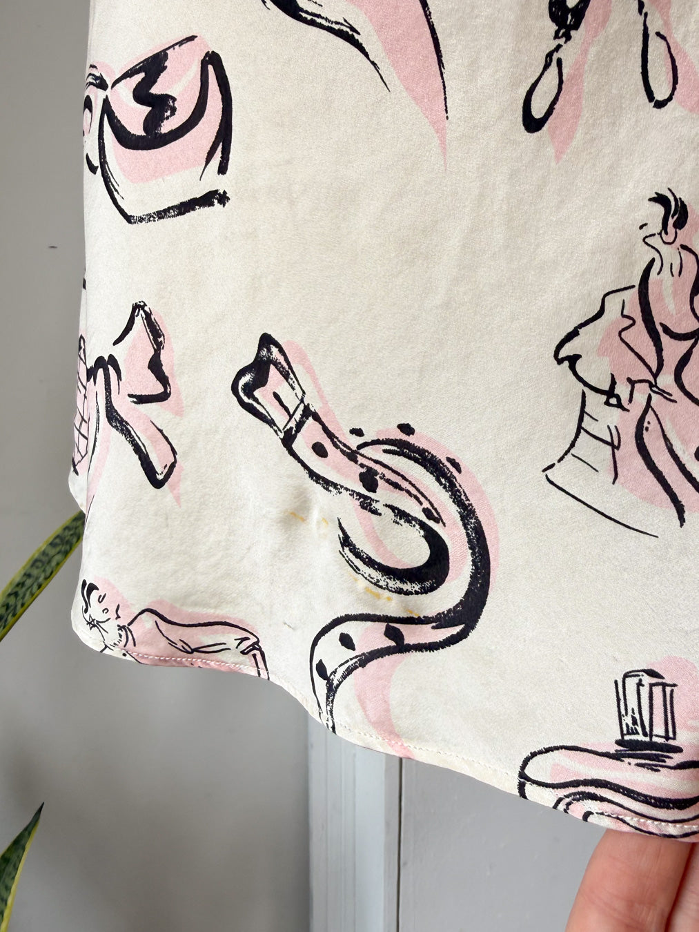 90s Novelty Print Silk Slip Dress / S
