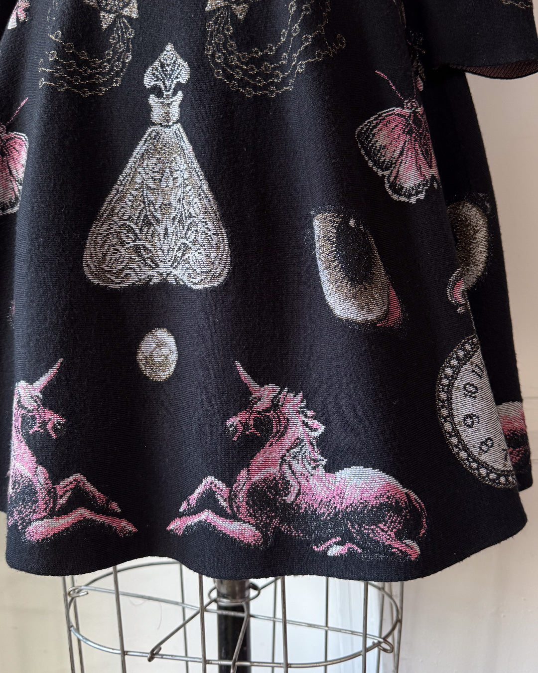Alexander McQueen Occult Novelty Jacquard Wool Knit Sweater Skater Dress / S-M