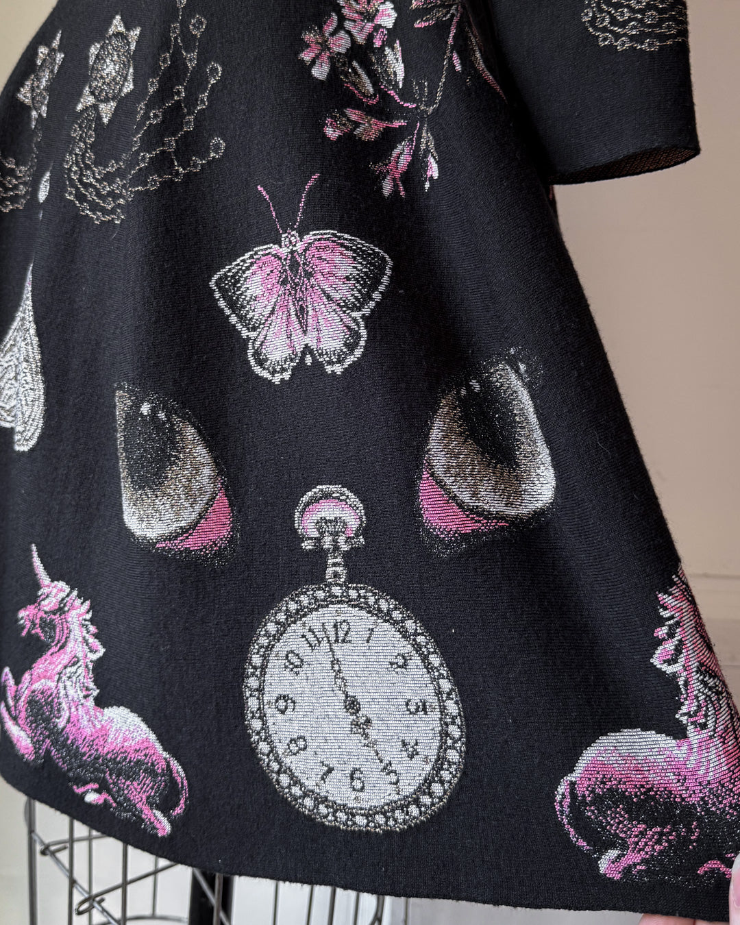 Alexander McQueen Occult Novelty Jacquard Wool Knit Sweater Skater Dress / S-M