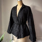 1920s Black Silk Moiré Flare Sleeve Mourning Jacket / S-M