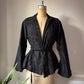 1920s Black Silk Moiré Flare Sleeve Mourning Jacket / S-M