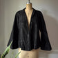 1920s Black Silk Moiré Flare Sleeve Mourning Jacket / S-M