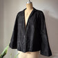 1920s Black Silk Moiré Flare Sleeve Mourning Jacket / S-M