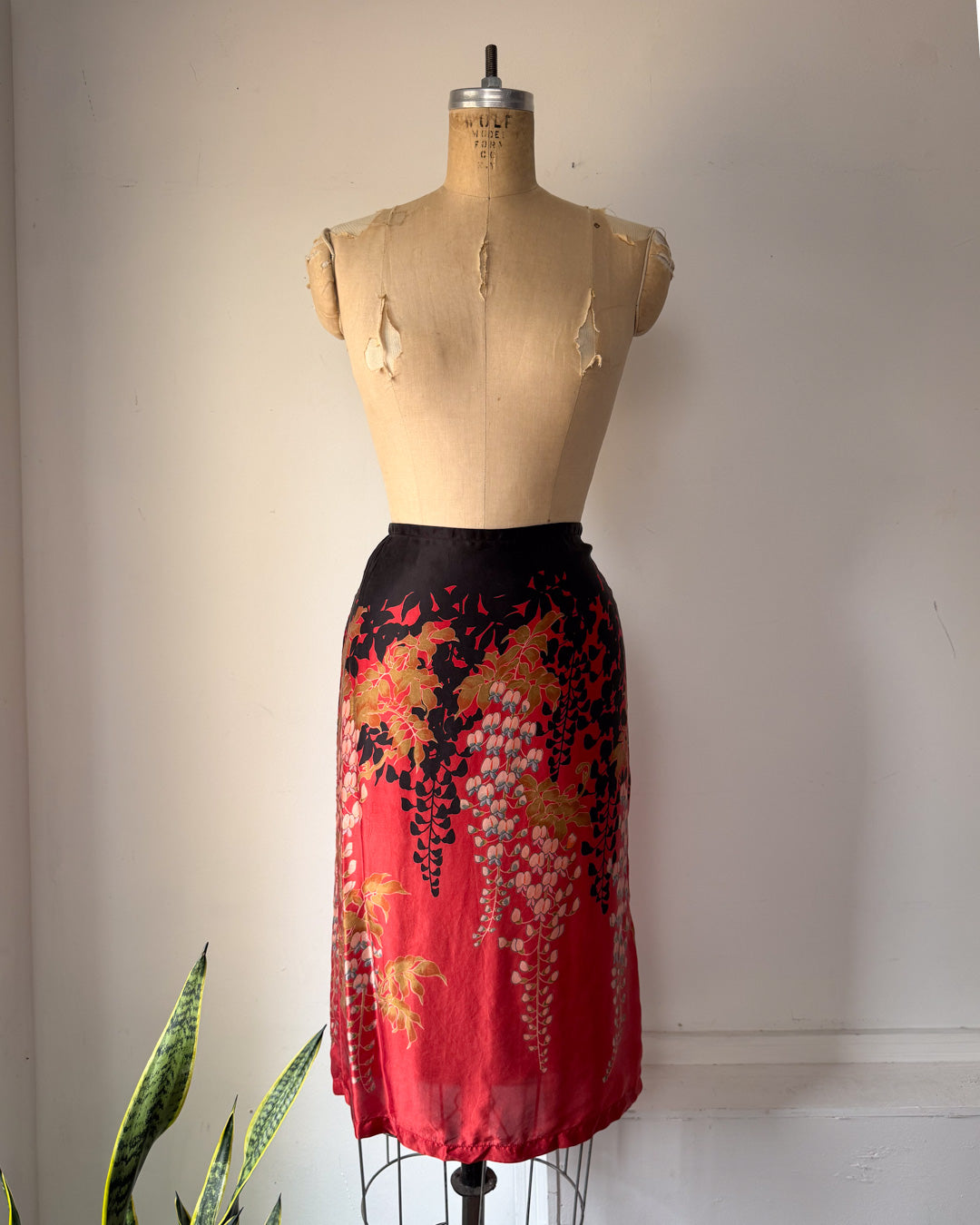 00s Wisteria Printed Silk Skirt / S