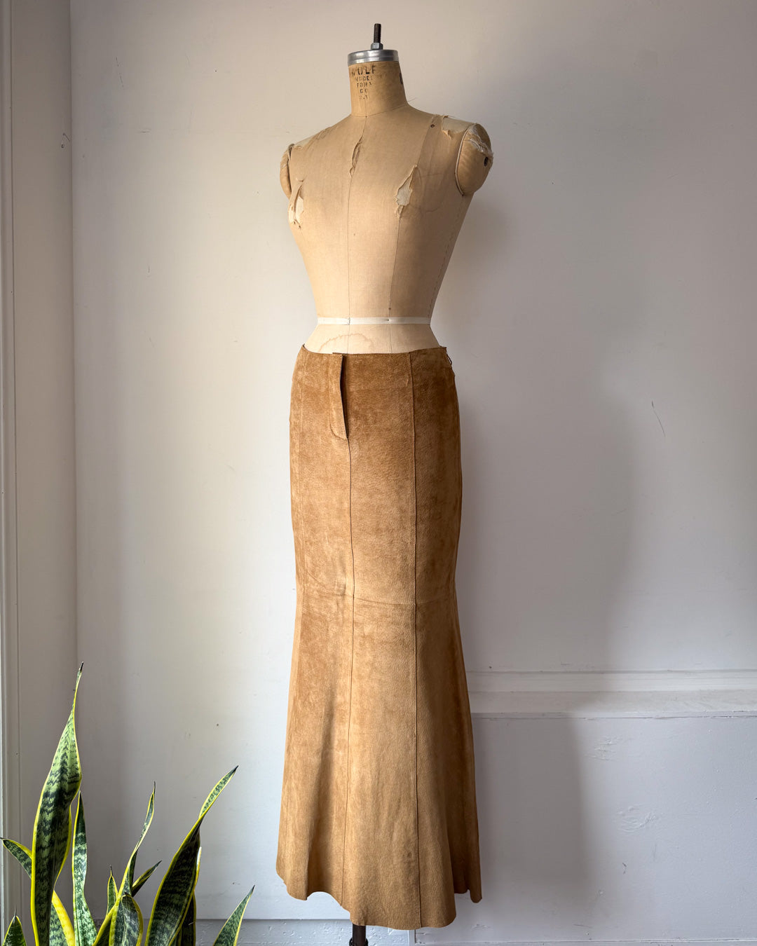 00s Tan Suede Mermaid Maxi Skirt / S