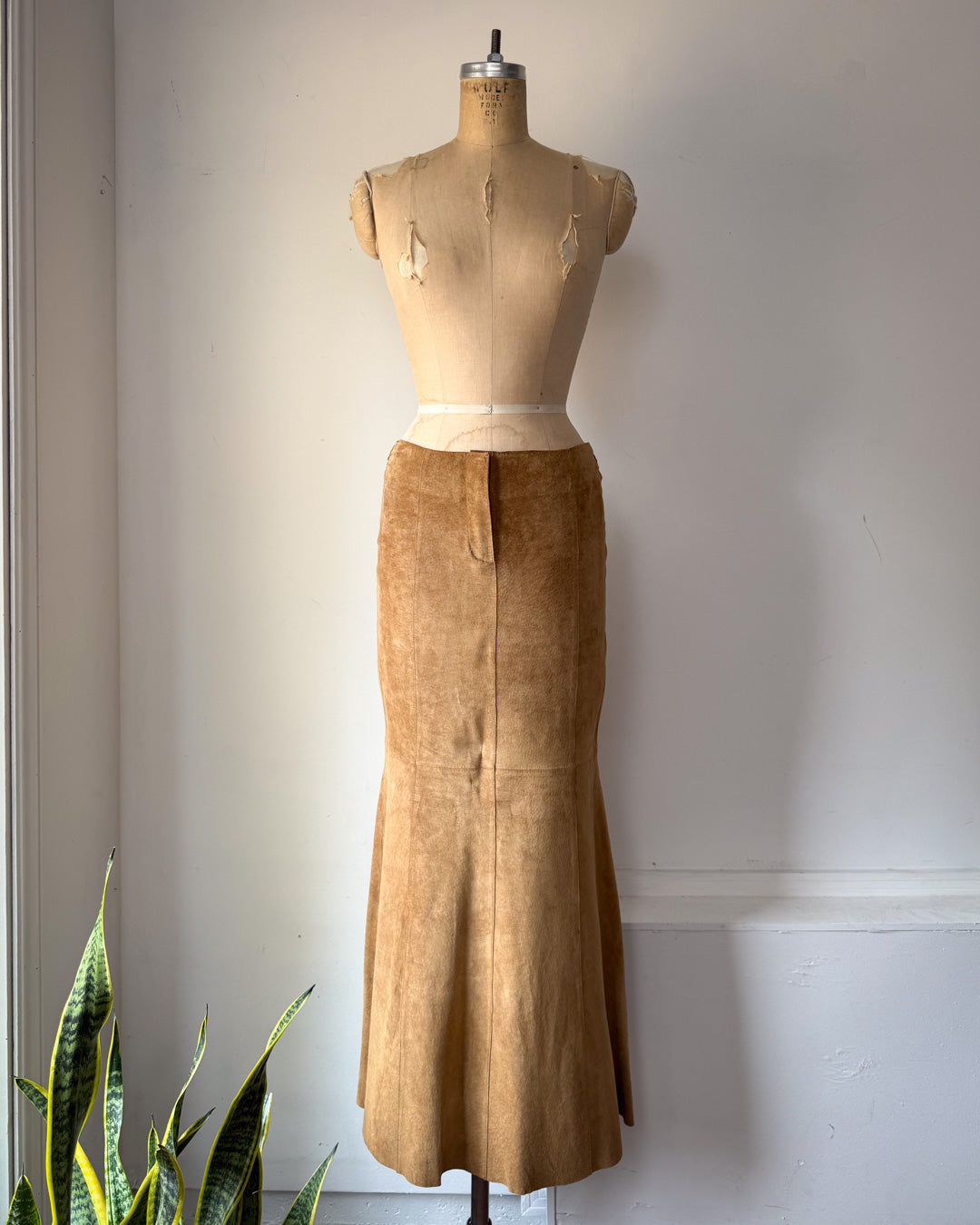 00s Tan Suede Mermaid Maxi Skirt / S