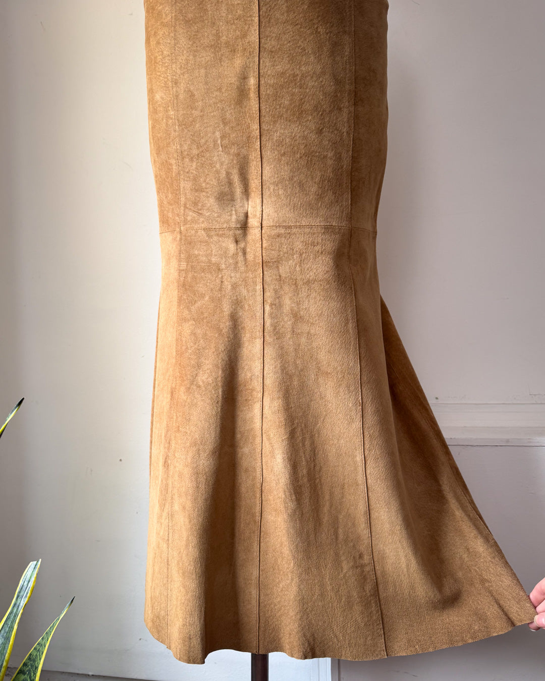 00s Tan Suede Mermaid Maxi Skirt / S