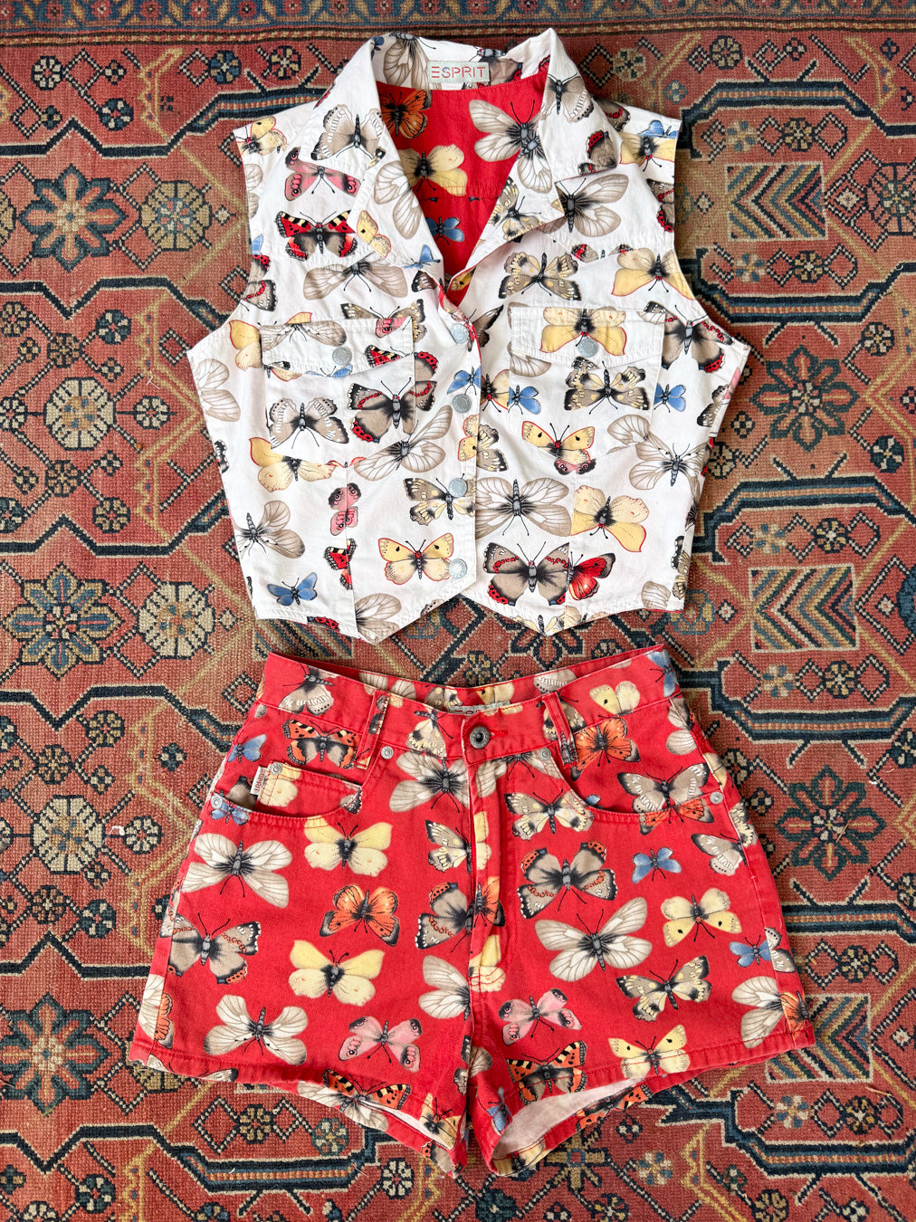 90s Esprit Cotton Butterfly Set / S