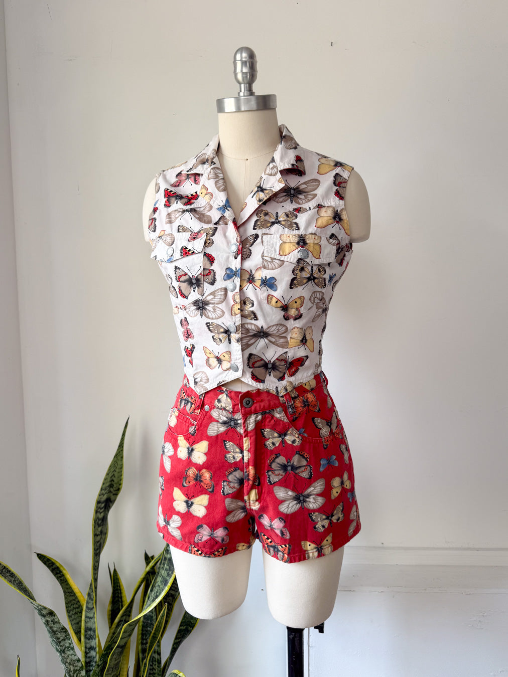 90s Esprit Cotton Butterfly Set / S
