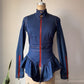 00s Betsey Johnson Blue Denim Ruffled Peplum Contrast Zipper Jacket  / S