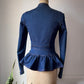 00s Betsey Johnson Blue Denim Ruffled Peplum Contrast Zipper Jacket  / S
