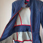 00s Betsey Johnson Blue Denim Ruffled Peplum Contrast Zipper Jacket  / S