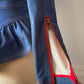 00s Betsey Johnson Blue Denim Ruffled Peplum Contrast Zipper Jacket  / S