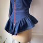 00s Betsey Johnson Blue Denim Ruffled Peplum Contrast Zipper Jacket  / S